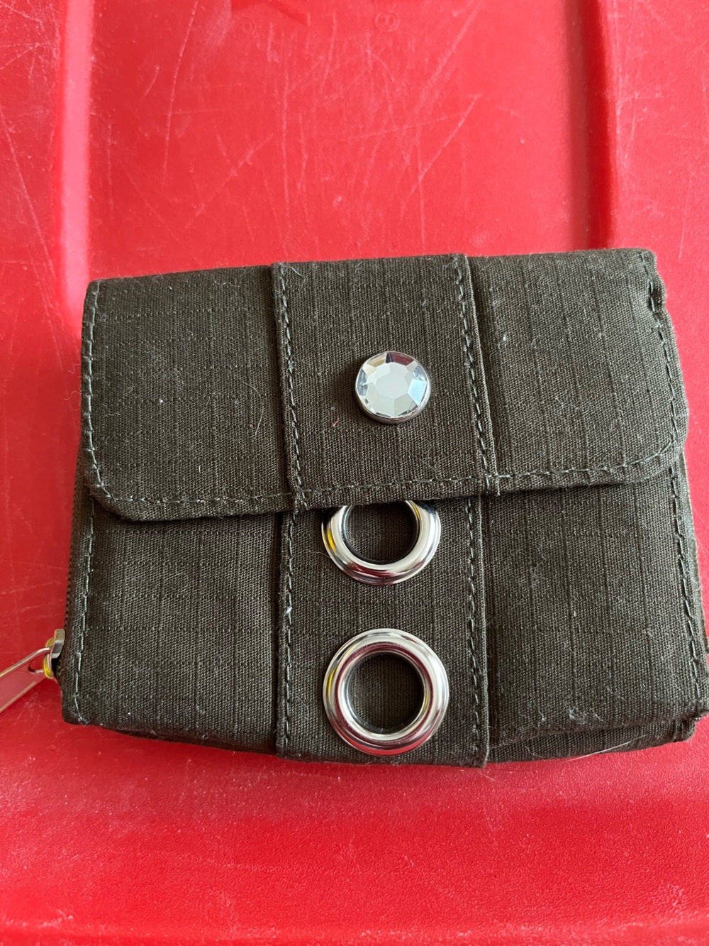 Dark sage green folding wallet